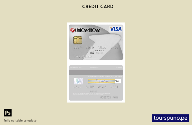listo para imprimir Plantilla de tarjeta Austria UniCredit visa Classic